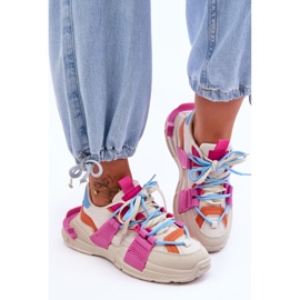 PS1 Moderiktiga sportskor med snörning för kvinnor Beige-rosa Chillout! 1