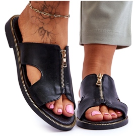 Lemar Damtofflor med dekorativ dragkedja Svart Clarence 4