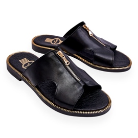 Lemar Damtofflor med dekorativ dragkedja Svart Clarence 3