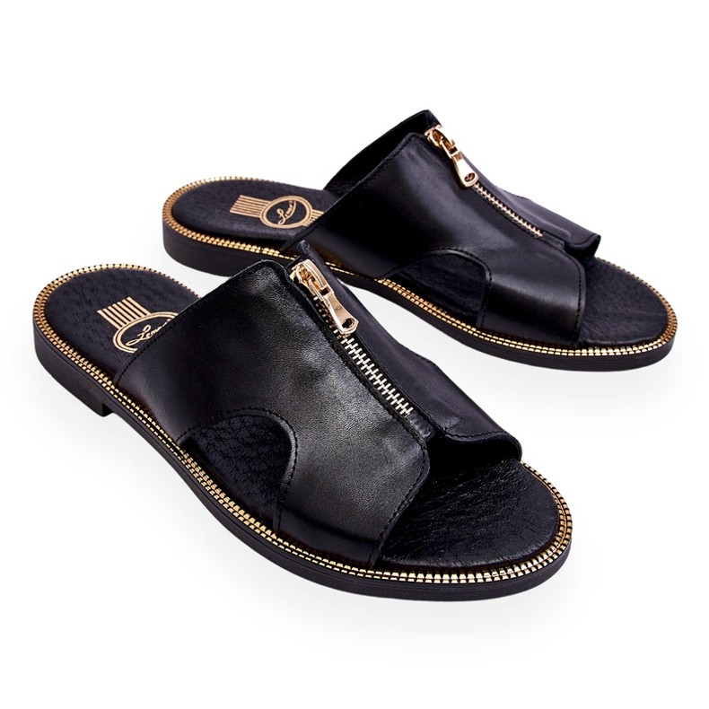 Lemar Damtofflor med dekorativ dragkedja Svart Clarence 3