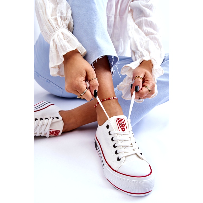 Platformsneakers i tyg för damer Big Star LL274180 Vit 3