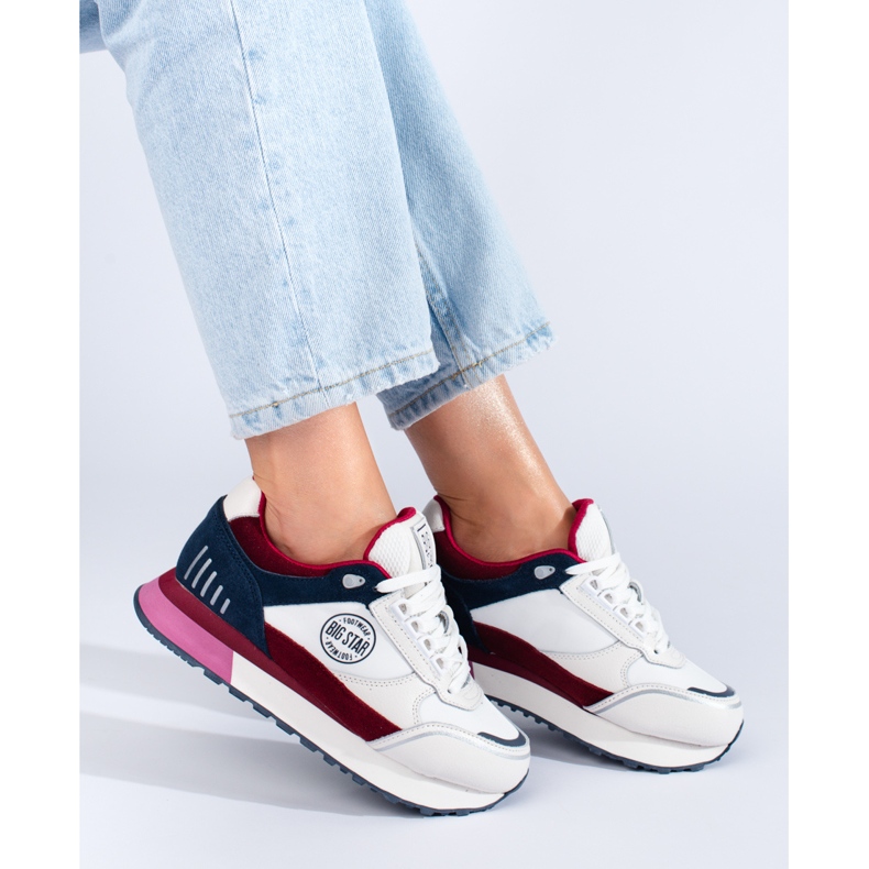 Kvinnors vita sneakers på plattformen LL274369 Big Star 1