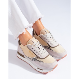 Beige sneakers på plattformen LL274364 Big Star 1
