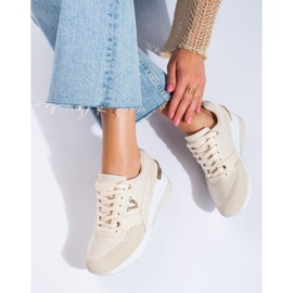 Sneakers med kil för kvinnor beige Shelovet 1
