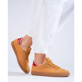 Shelovet sneakers i brun mocka beige 1