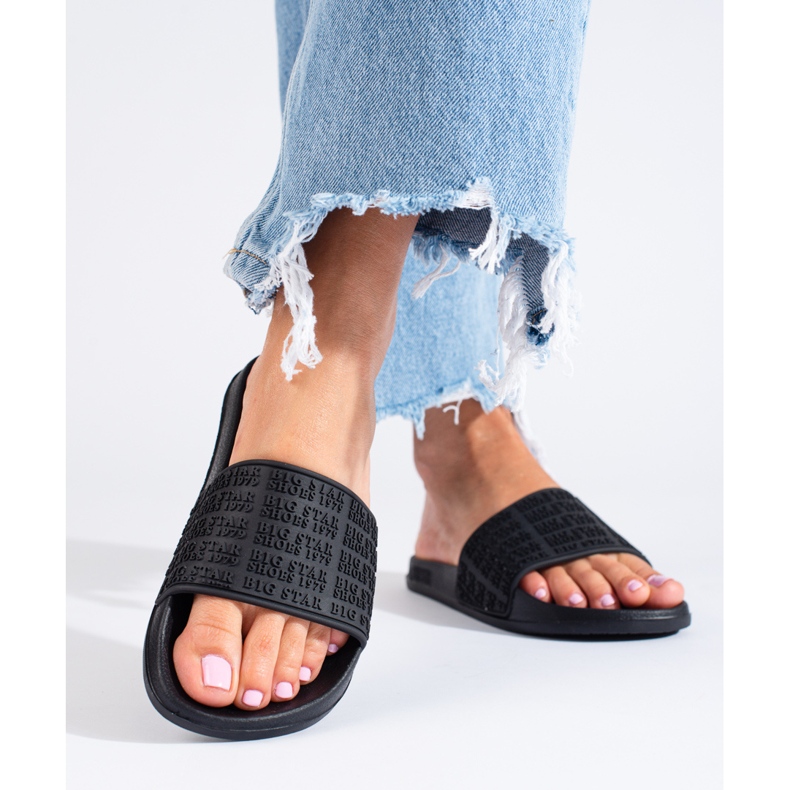 Svarta tofflor för kvinnor LL274A147 Big Star 1