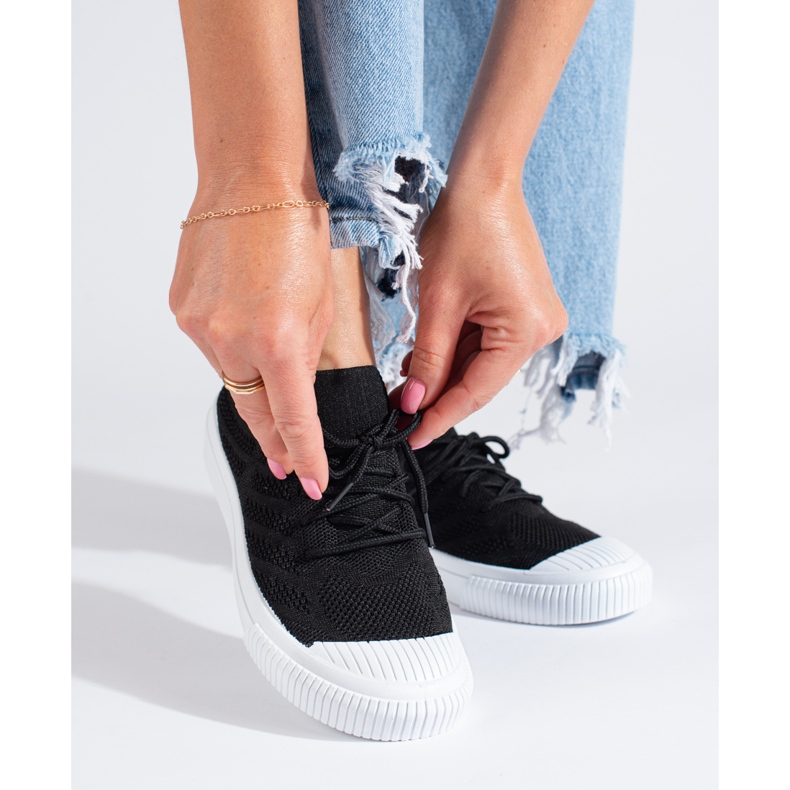 Textilsvarta Shelovet sneakers för kvinnor 1