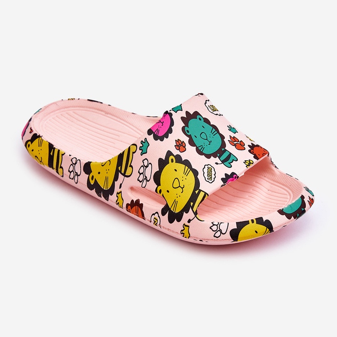 WJ1 Lätt skumtofflor för barn Lejonmotiv Rosa Esther 2