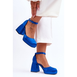 Fashionabla pumps på massiva klackar Blå Sandia 2