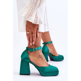 Fashionabla pumps på massiva klackar Grön Sandia 2