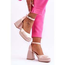 Fashionabla pumps på massiva klackar Beige Sandia 2