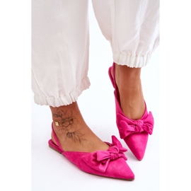 Slip-on ballerinor för kvinnor med rosett Fuchsia Nadine rosa 2