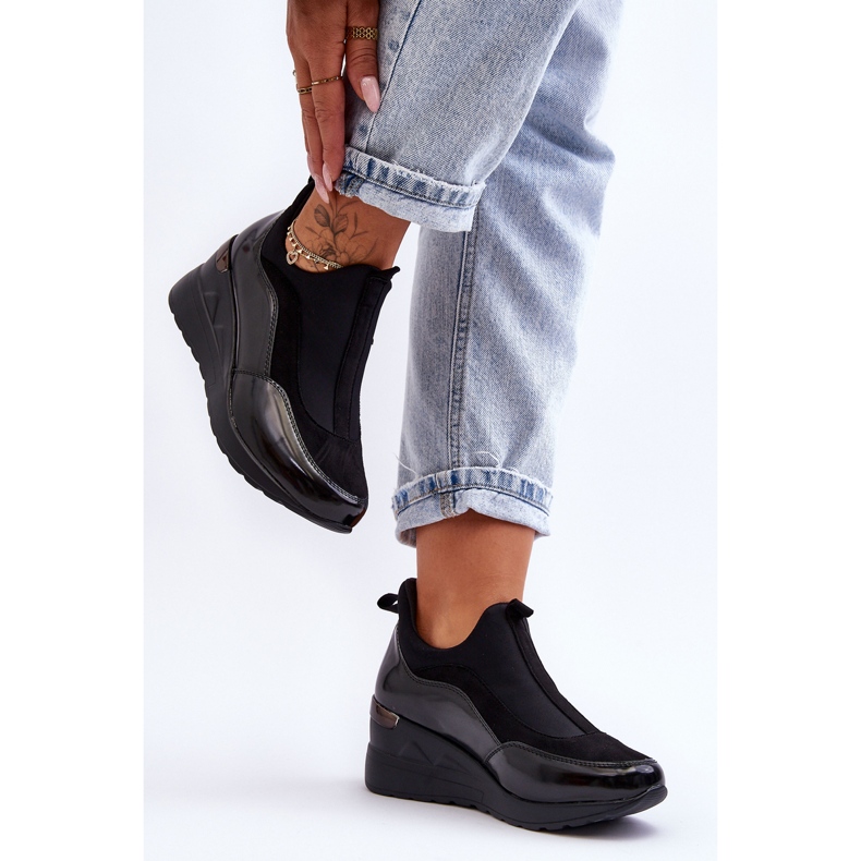 PE1 Slip-On Wedge Sportskor Dam Svart Farro 2