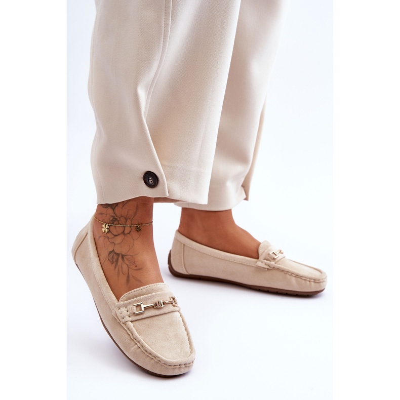 Klassiska Loafers i mocka för kvinnor Beige Corinell 1