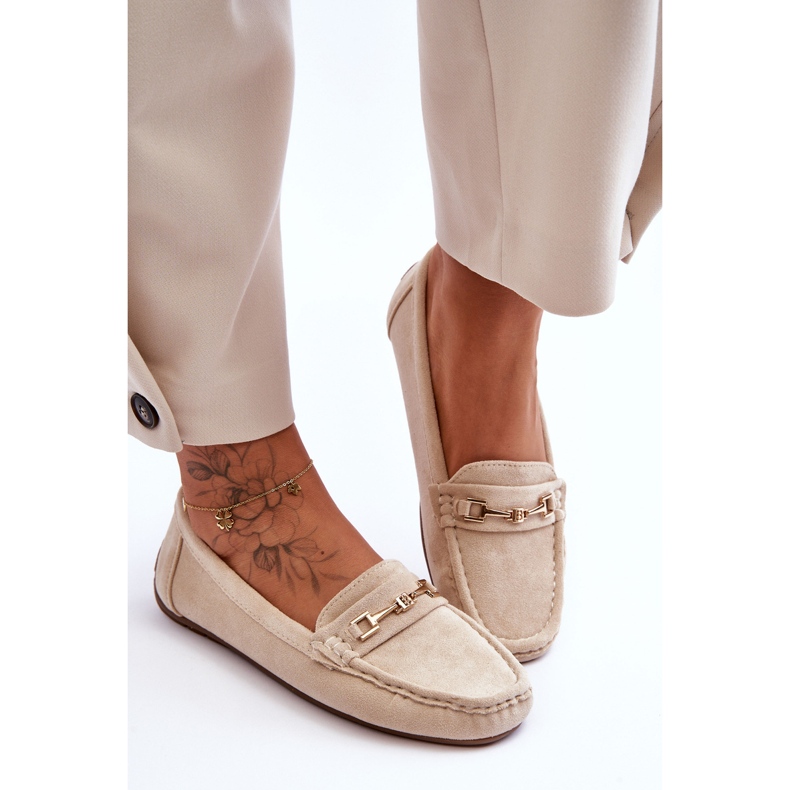 Klassiska Loafers i mocka för kvinnor Beige Corinell 2