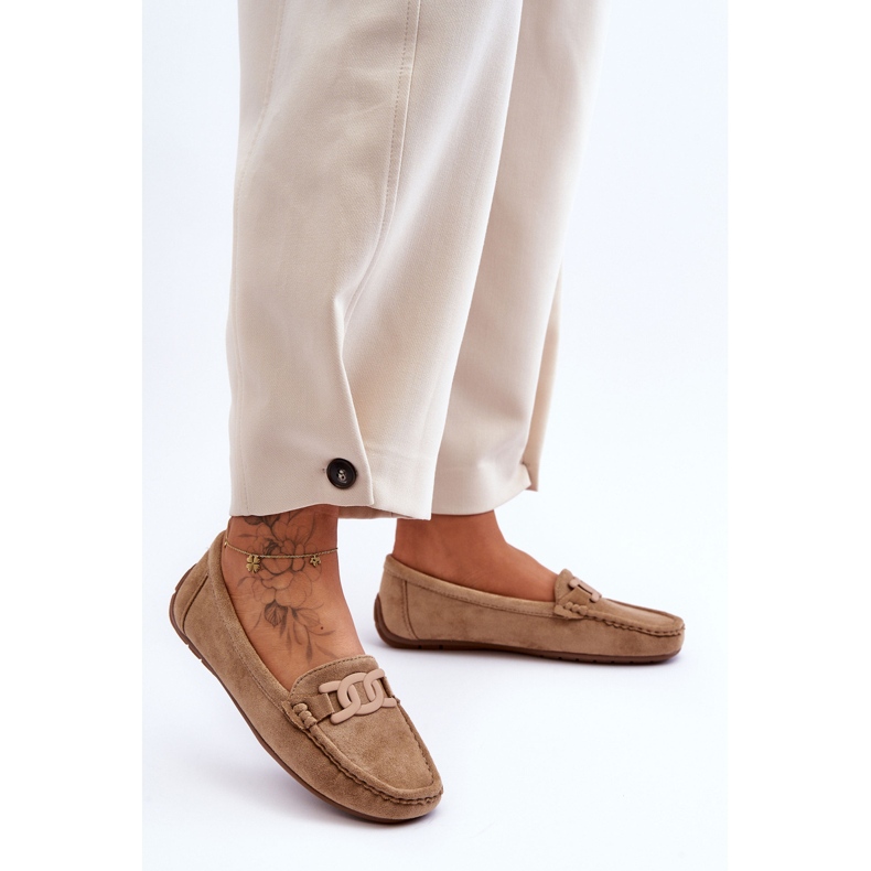 Fashionabla mocka Loafers för kvinnor, brun Rabell 1