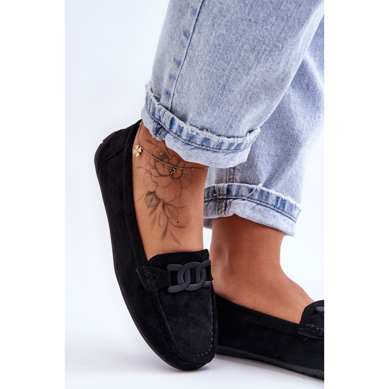 Moderiktiga mocka Loafers för kvinnor Svart Rabell 2