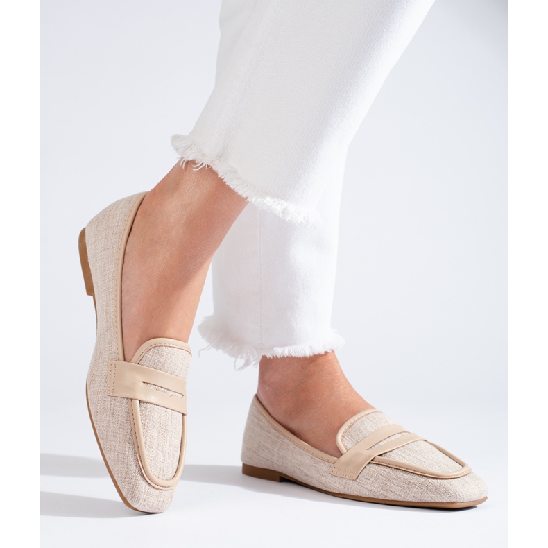 Eleganta Shelovet rosa loafers för kvinnor beige 1