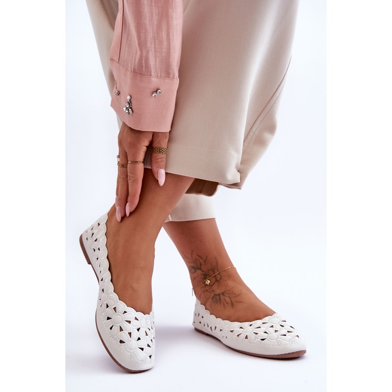 PE1 Genombruten glänsande Ballerina Vit Visionär för kvinnor 1