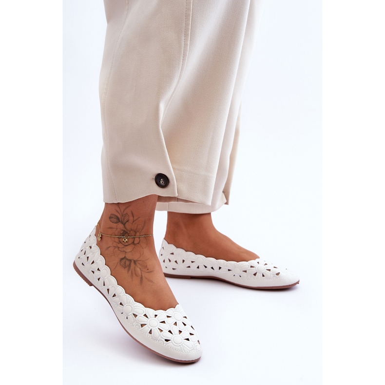 PE1 Genombruten glänsande Ballerina Vit Visionär för kvinnor 2