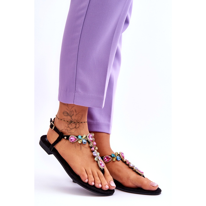 Mocka flip flops med stenar Black Frency svart 6