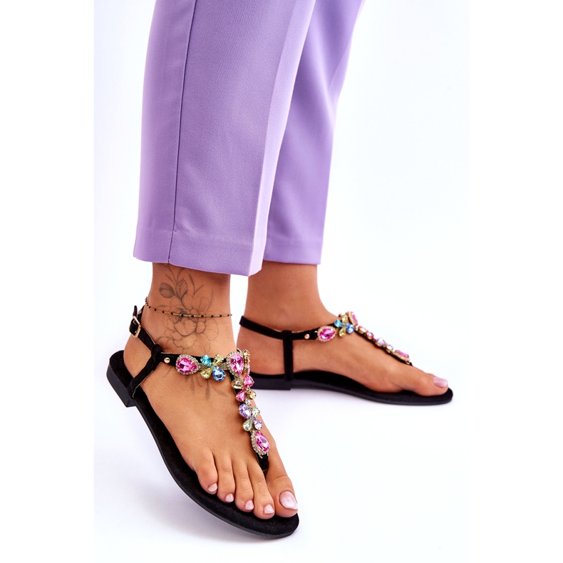 Mocka flip flops med stenar Black Frency svart 2