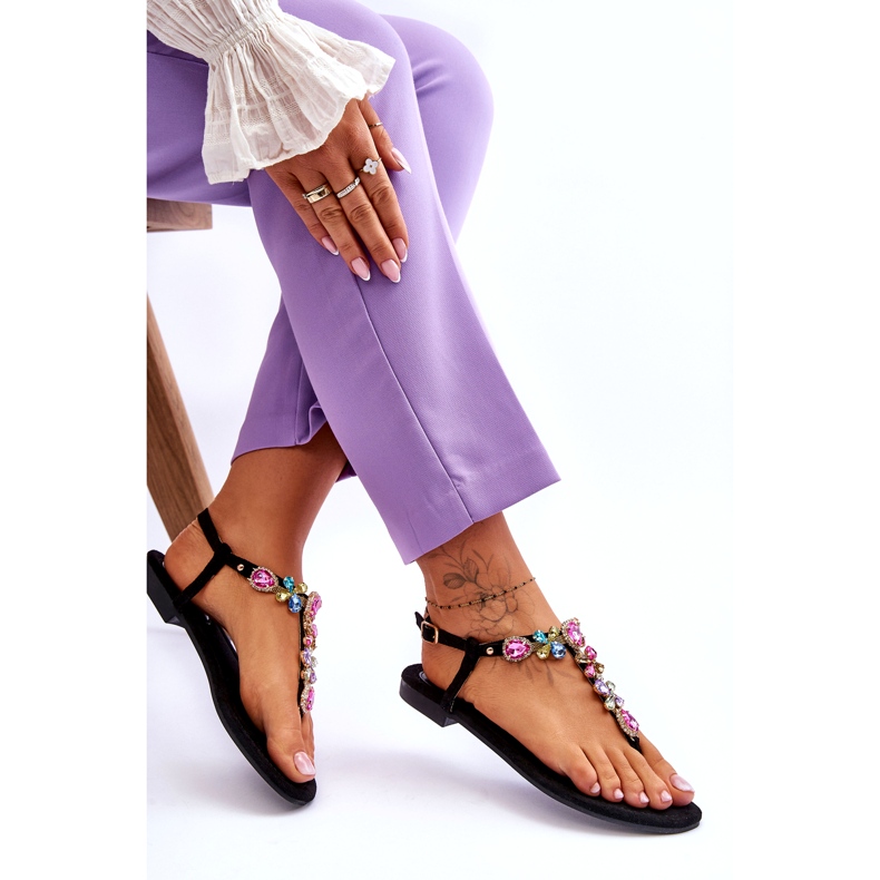 Mocka flip flops med stenar Black Frency svart 5