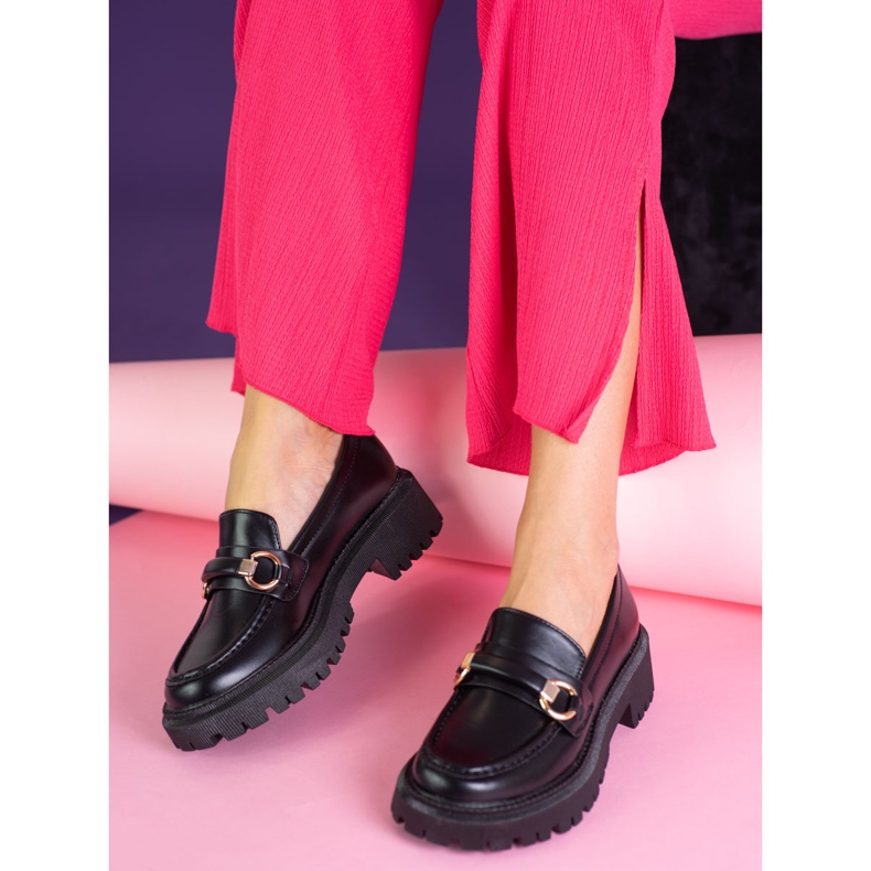 Svarta Shelovet loafers för kvinnor gjorda av ekologiskt läder 1