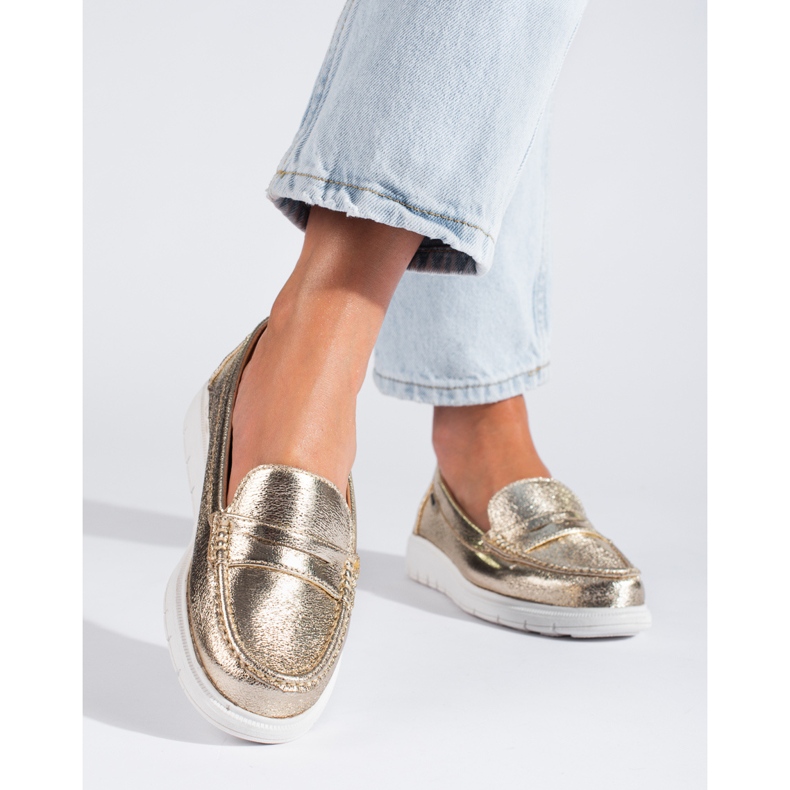 Guldmockasiner på en tjock Shelovet-plattform gyllene 1