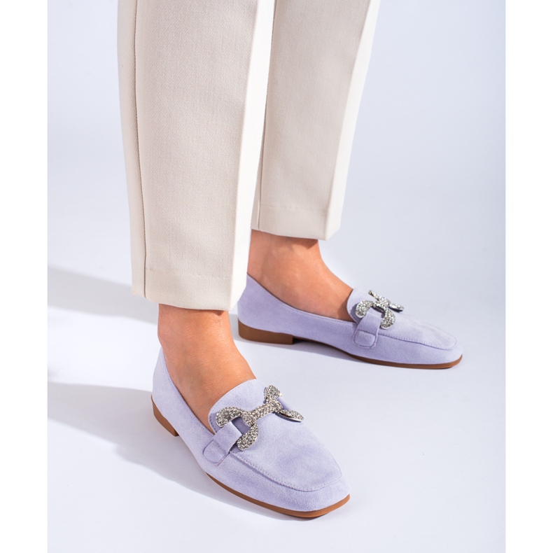 Shelovet loafers med spänne i lila mocka purpur 1