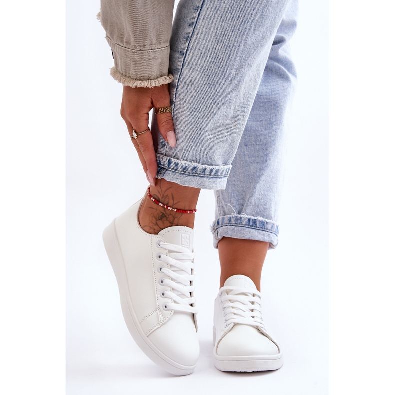 PE1 Klassiska sneakers i läder, vit, obegränsad 2