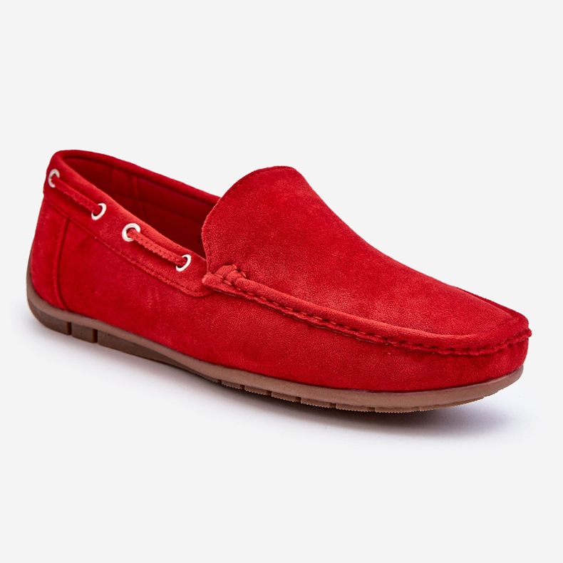 Rayan Red Slip-on Loafers i mocka för män röd 1
