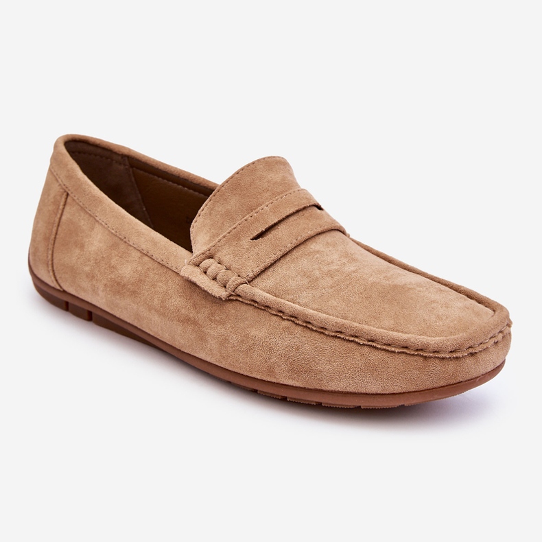 Wesley Beige Loafers i mocka för män 1