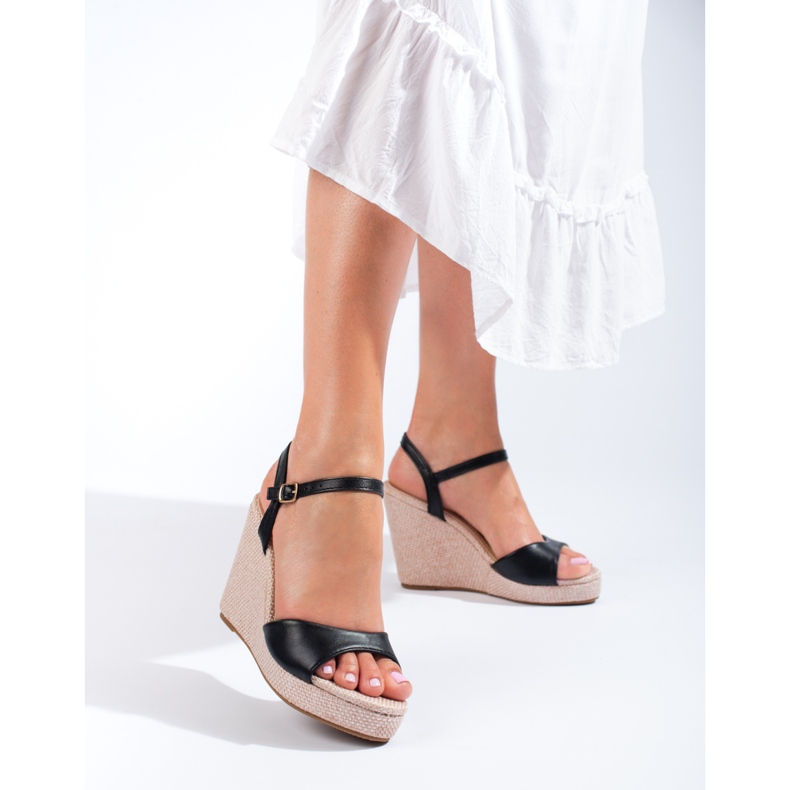 Shelovet svarta espadrillor med hög kil 1