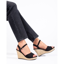 Shelovet svarta espadrillor med hög kil 1