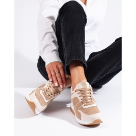 Shelovet bruna wedge sneakers för kvinnor beige 1