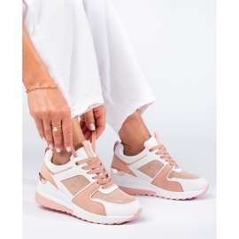 Shelovet rosa wedge sneakers för kvinnor 2