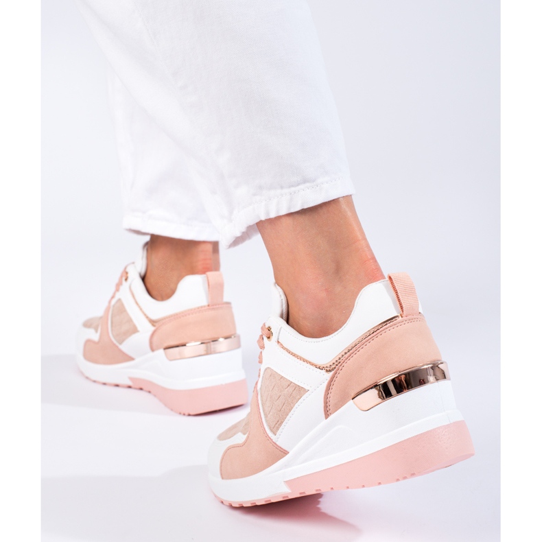 Shelovet rosa wedge sneakers för kvinnor 1