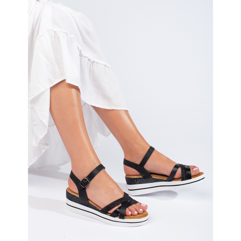 Svarta Shelovet-sandaler för kvinnor 1