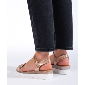 Plattsandaler för kvinnor Shelovet guld gyllene 2