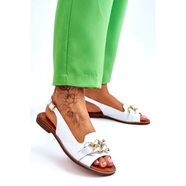 Lewski Shoes Lädersandaler för kvinnor Leewski Skor 3230 Vita ärtor 2