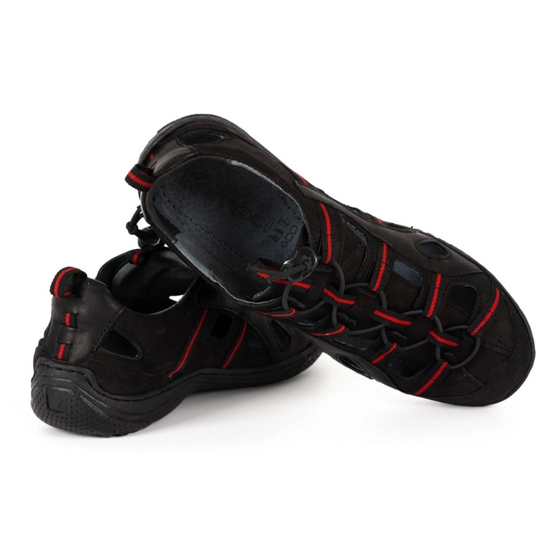 Kampol Genombrutna läderskor för män 26KAM svart 2