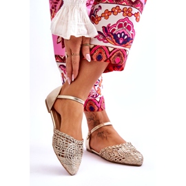 Eleganta platta sandaler för kvinnor, guld gyllene 2