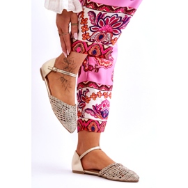 Eleganta platta sandaler för kvinnor, guld gyllene 5