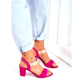 S.Barski Kvinnors sandaler på hälen mocka Fuchsia rosa 1