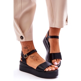 Bekväma lädersandaler Svart Tifena 2