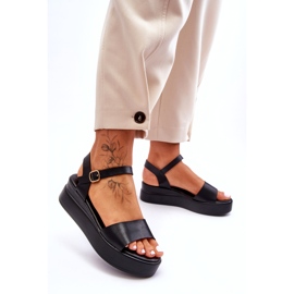 Bekväma lädersandaler Svart Tifena 4