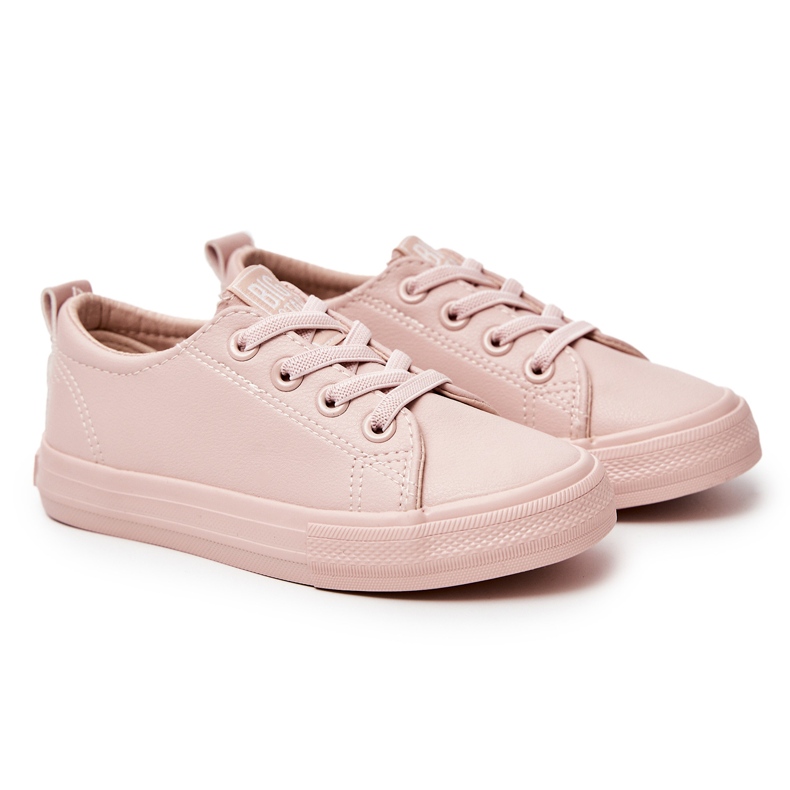 Barns eko-läder sneakers Big Star JJ374022 naken rosa 5