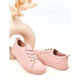 Barns eko-läder sneakers Big Star JJ374022 naken rosa 4