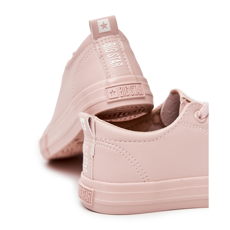 Barns eko-läder sneakers Big Star JJ374022 naken rosa 2